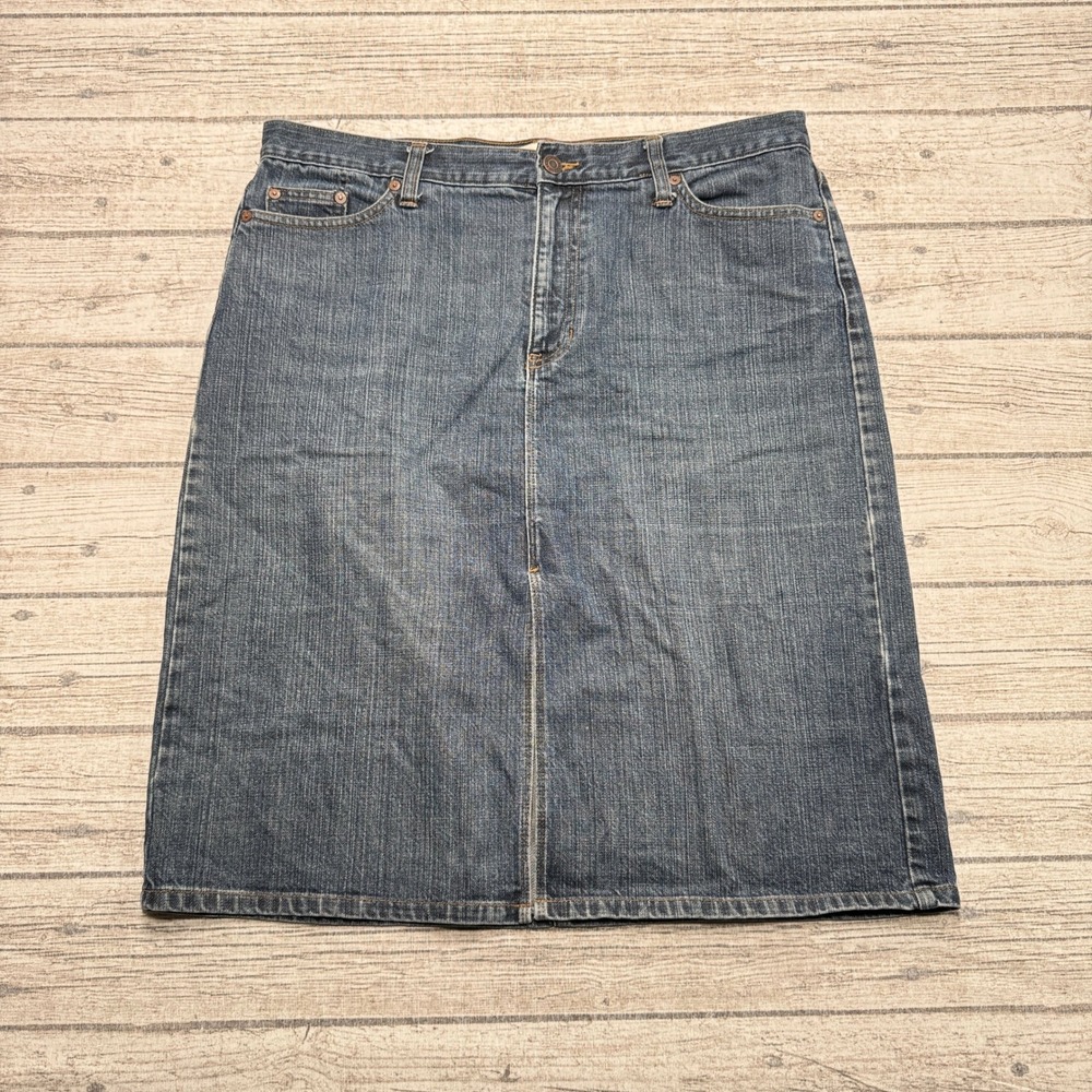 Gap Jeans Skirt Women's 14 Blue Dark Wash Straight Knee Length Casual Classic